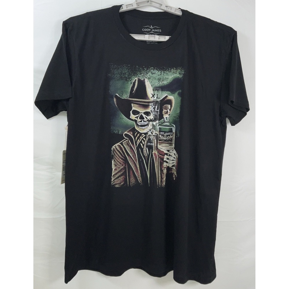 NWT Men's Cody James‎ Western Gear Drink Up Skeleton Cowboy T-Shirt Black XL